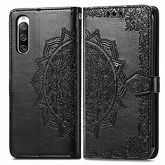 Leather Case Stands Fashionable Pattern Flip Cover Holder for Sony Xperia 10 V Black