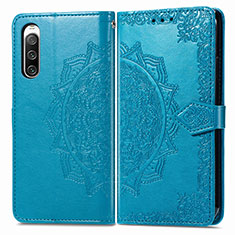 Leather Case Stands Fashionable Pattern Flip Cover Holder for Sony Xperia 10 V Blue