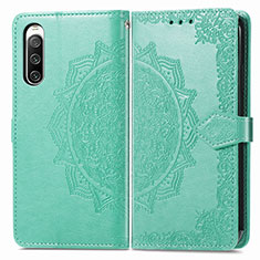 Leather Case Stands Fashionable Pattern Flip Cover Holder for Sony Xperia 10 V Green