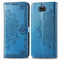 Leather Case Stands Fashionable Pattern Flip Cover Holder for Sony Xperia 8 Blue