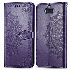 Leather Case Stands Fashionable Pattern Flip Cover Holder for Sony Xperia 8 Purple