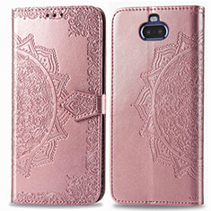 Leather Case Stands Fashionable Pattern Flip Cover Holder for Sony Xperia 8 Rose Gold