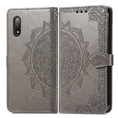 Leather Case Stands Fashionable Pattern Flip Cover Holder for Sony Xperia Ace II Gray