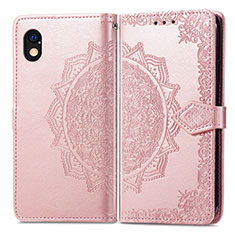 Leather Case Stands Fashionable Pattern Flip Cover Holder for Sony Xperia Ace III Rose Gold