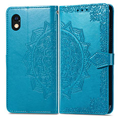 Leather Case Stands Fashionable Pattern Flip Cover Holder for Sony Xperia Ace III SO-53C Blue