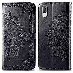 Leather Case Stands Fashionable Pattern Flip Cover Holder for Sony Xperia L3 Black