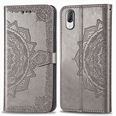 Leather Case Stands Fashionable Pattern Flip Cover Holder for Sony Xperia L3 Gray