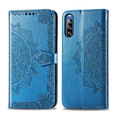 Leather Case Stands Fashionable Pattern Flip Cover Holder for Sony Xperia L4 Blue