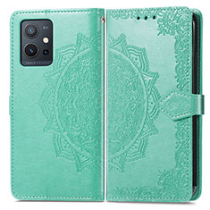 Leather Case Stands Fashionable Pattern Flip Cover Holder for Vivo iQOO Z6 5G Green