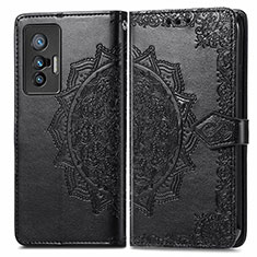 Leather Case Stands Fashionable Pattern Flip Cover Holder for Vivo X70 5G Black