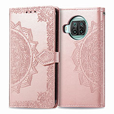 Leather Case Stands Fashionable Pattern Flip Cover Holder for Xiaomi Mi 10i 5G Rose Gold