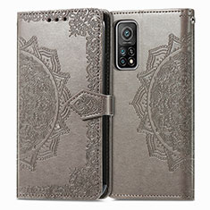 Leather Case Stands Fashionable Pattern Flip Cover Holder for Xiaomi Mi 10T 5G Gray