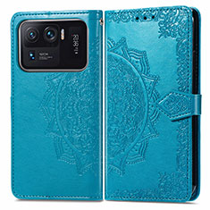 Leather Case Stands Fashionable Pattern Flip Cover Holder for Xiaomi Mi 11 Ultra 5G Blue