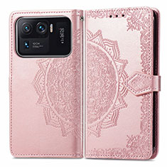 Leather Case Stands Fashionable Pattern Flip Cover Holder for Xiaomi Mi 11 Ultra 5G Pink