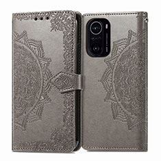 Leather Case Stands Fashionable Pattern Flip Cover Holder for Xiaomi Mi 11X Pro 5G Gray