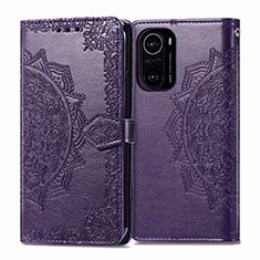 Leather Case Stands Fashionable Pattern Flip Cover Holder for Xiaomi Mi 11X Pro 5G Purple