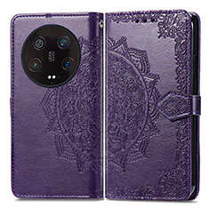Leather Case Stands Fashionable Pattern Flip Cover Holder for Xiaomi Mi 13 Ultra 5G Purple