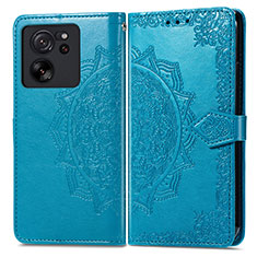 Leather Case Stands Fashionable Pattern Flip Cover Holder for Xiaomi Mi 13T 5G Blue