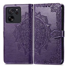 Leather Case Stands Fashionable Pattern Flip Cover Holder for Xiaomi Mi 13T 5G Purple