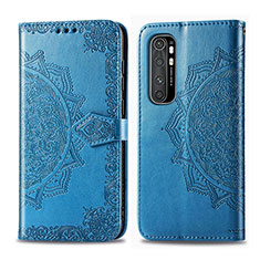 Leather Case Stands Fashionable Pattern Flip Cover Holder for Xiaomi Mi Note 10 Lite Blue