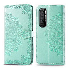 Leather Case Stands Fashionable Pattern Flip Cover Holder for Xiaomi Mi Note 10 Lite Green