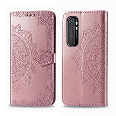 Leather Case Stands Fashionable Pattern Flip Cover Holder for Xiaomi Mi Note 10 Lite Rose Gold