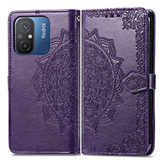 Leather Case Stands Fashionable Pattern Flip Cover Holder for Xiaomi Poco C55 Purple