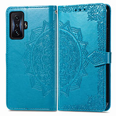 Leather Case Stands Fashionable Pattern Flip Cover Holder for Xiaomi Poco F4 GT 5G Blue