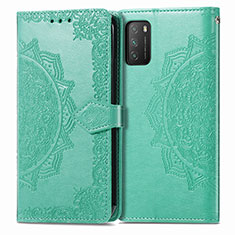 Leather Case Stands Fashionable Pattern Flip Cover Holder for Xiaomi Poco M3 Green