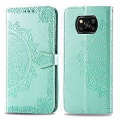 Leather Case Stands Fashionable Pattern Flip Cover Holder for Xiaomi Poco X3 Pro Green