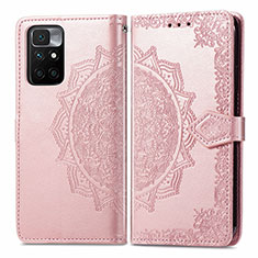 Leather Case Stands Fashionable Pattern Flip Cover Holder for Xiaomi Redmi 10 4G Rose Gold