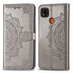 Leather Case Stands Fashionable Pattern Flip Cover Holder for Xiaomi Redmi 10A 4G Gray
