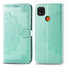 Leather Case Stands Fashionable Pattern Flip Cover Holder for Xiaomi Redmi 10A 4G Green