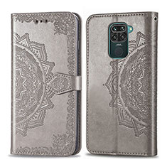 Leather Case Stands Fashionable Pattern Flip Cover Holder for Xiaomi Redmi 10X 4G Gray