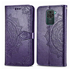 Leather Case Stands Fashionable Pattern Flip Cover Holder for Xiaomi Redmi 10X 4G Purple