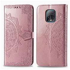Leather Case Stands Fashionable Pattern Flip Cover Holder for Xiaomi Redmi 10X Pro 5G Rose Gold