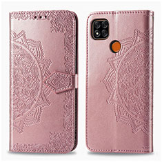 Leather Case Stands Fashionable Pattern Flip Cover Holder for Xiaomi Redmi 9C NFC Rose Gold