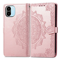 Leather Case Stands Fashionable Pattern Flip Cover Holder for Xiaomi Redmi A2 Rose Gold