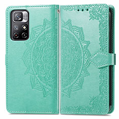 Leather Case Stands Fashionable Pattern Flip Cover Holder for Xiaomi Redmi Note 11S 5G Green