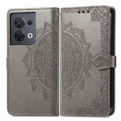 Leather Case Stands Fashionable Pattern Flip Cover Holder for Xiaomi Redmi Note 13 Pro 5G Gray