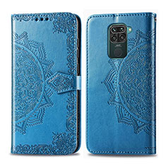 Leather Case Stands Fashionable Pattern Flip Cover Holder for Xiaomi Redmi Note 9 Blue