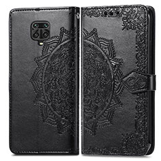 Leather Case Stands Fashionable Pattern Flip Cover Holder for Xiaomi Redmi Note 9 Pro Black