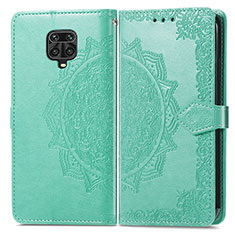 Leather Case Stands Fashionable Pattern Flip Cover Holder for Xiaomi Redmi Note 9 Pro Max Green
