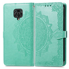 Leather Case Stands Fashionable Pattern Flip Cover Holder for Xiaomi Redmi Note 9S Green