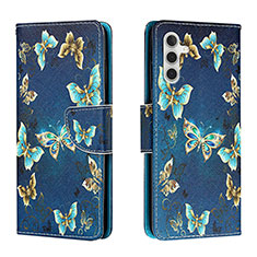 Leather Case Stands Fashionable Pattern Flip Cover Holder H01X for Samsung Galaxy A04s Navy Blue