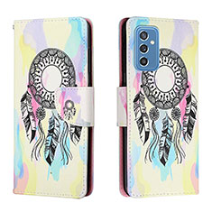 Leather Case Stands Fashionable Pattern Flip Cover Holder H01X for Samsung Galaxy M52 5G Colorful