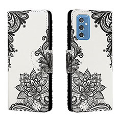 Leather Case Stands Fashionable Pattern Flip Cover Holder H01X for Samsung Galaxy M52 5G Dark Gray