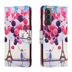 Leather Case Stands Fashionable Pattern Flip Cover Holder H02X for Samsung Galaxy S22 5G Mixed