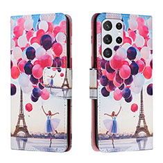 Leather Case Stands Fashionable Pattern Flip Cover Holder H02X for Samsung Galaxy S24 Ultra 5G Mixed