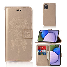 Leather Case Stands Fashionable Pattern Flip Cover Holder JX1 for Samsung Galaxy A02s Gold